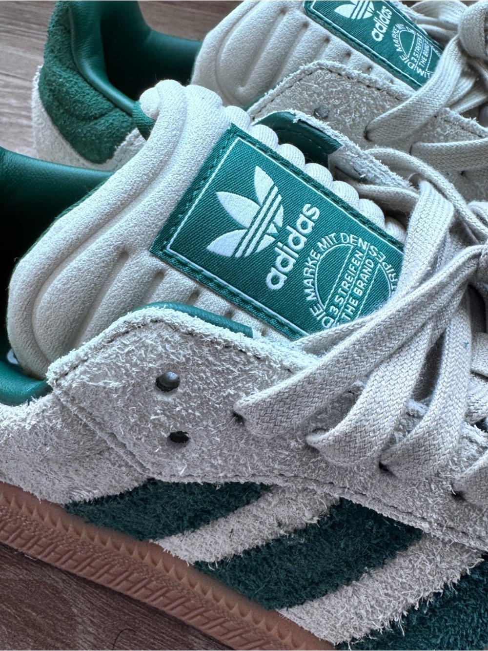 adidas Samba XLG Cream Suede with Dark Green Stripes and Gum Sole Size 10 - Picture 8 of 14